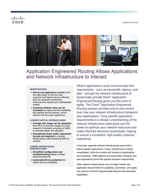 Application Engineered Routing Enables Applications and Network Infrastructur...