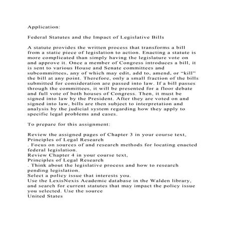 ApplicationFederal Statutes and the Impact of Legislative Bills.docx