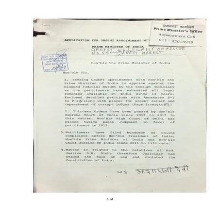 Application for appointment with hon'ble prime minister of india dated ...