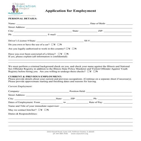 Application for employment 2013