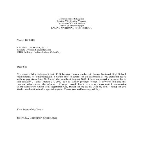 Application for leave