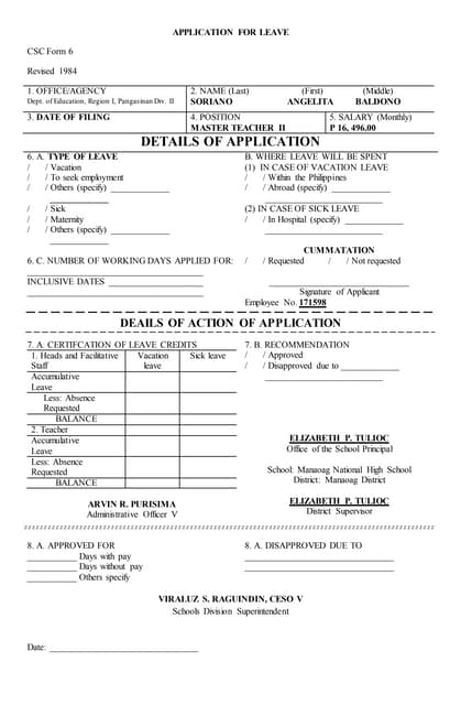 Application for leave