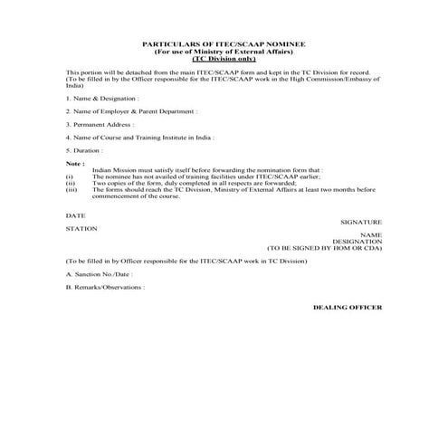 Application form india