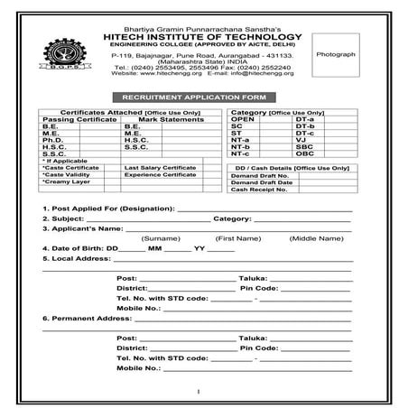 Application formstaffhit