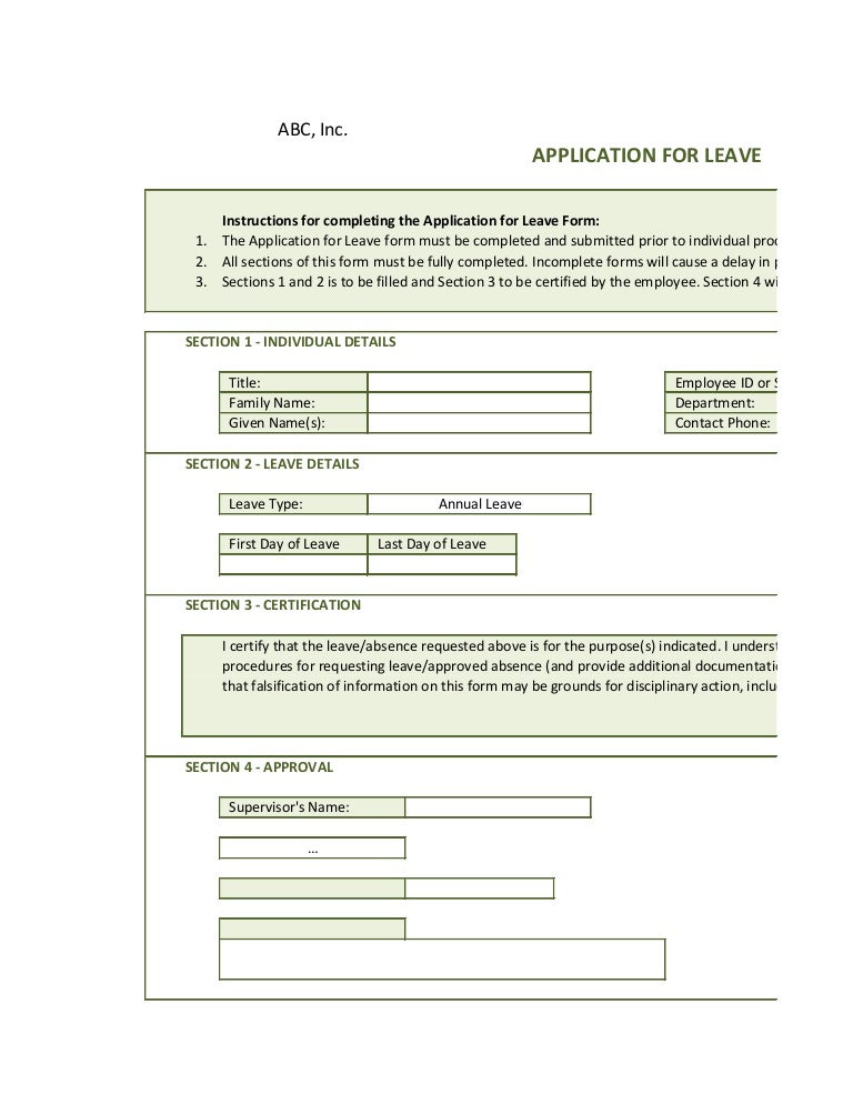 Application leave form (online) 1