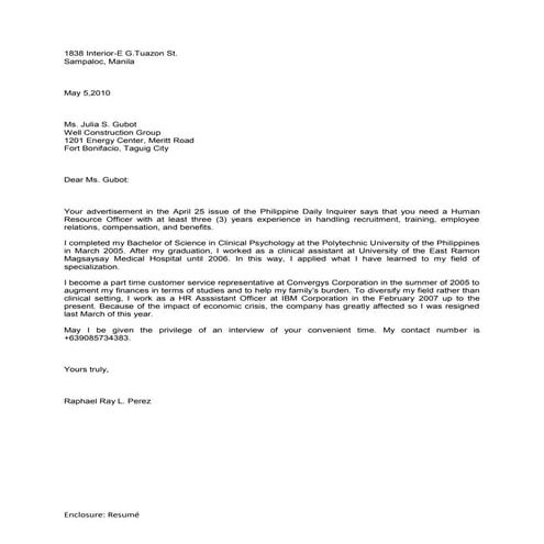 Application letter