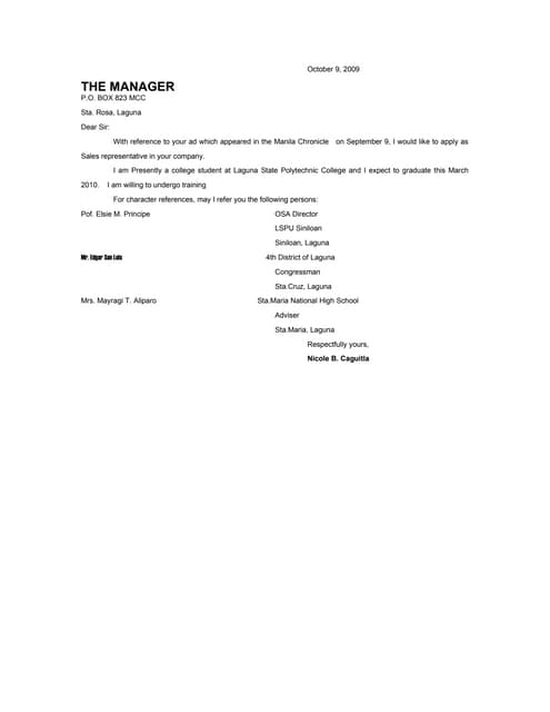 Application Letter (Modified Style) | DOC