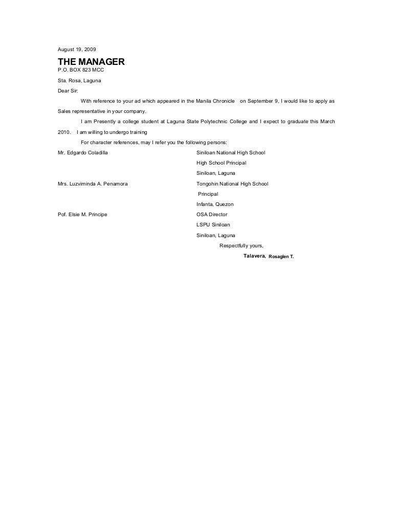 Application letter format in english picture