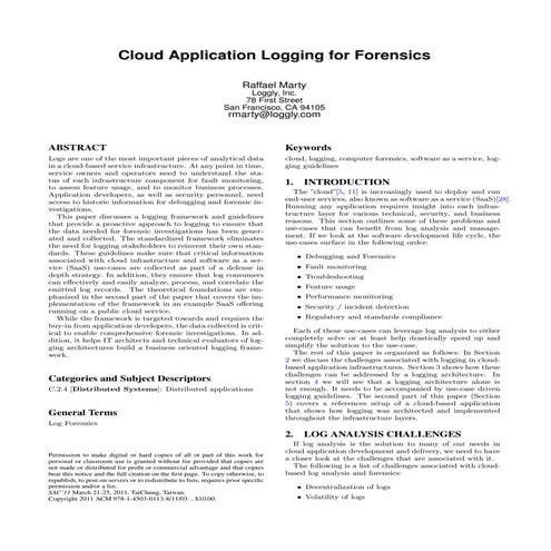 Application Logging for Forensics