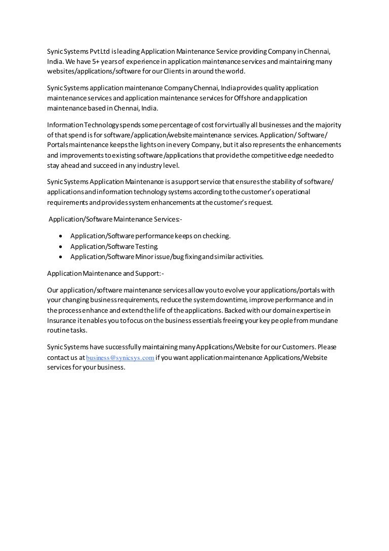 Application Maintenance Services