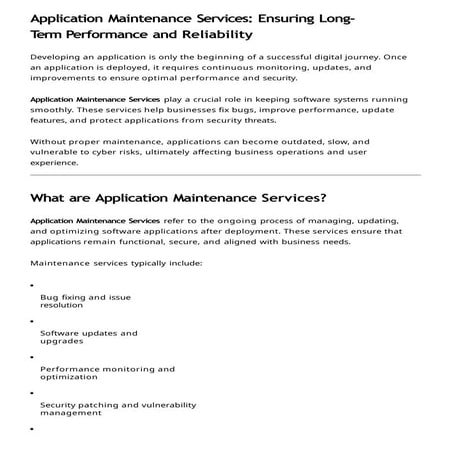 What Is AMS? Application Management Services Explained | PDF