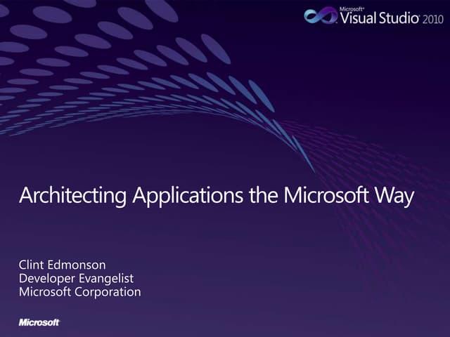 Architecting Applications the Microsoft Way