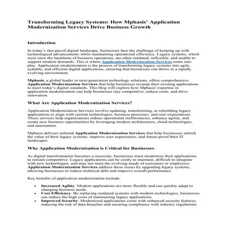 Empowering Digital Transformation: Application Modernization Services ...
