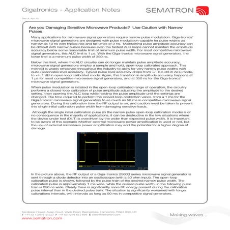 Application Notes - Giga-tronics - Are You Damaging Sensitive Microwave Produ...