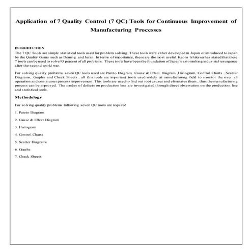 7 QC quality control (7 QC) tools for continuous improvement of ...