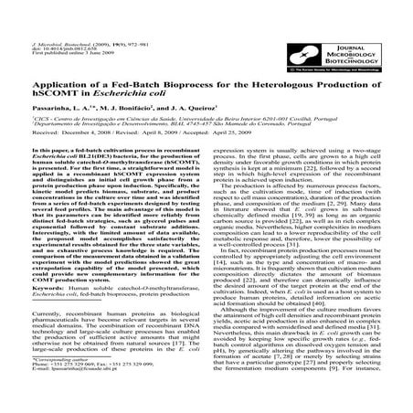 Application of a fed batch bioprocess for the heterologous production of h sc...