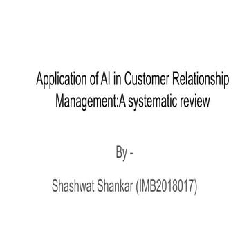 Application of AI in customer relationship management