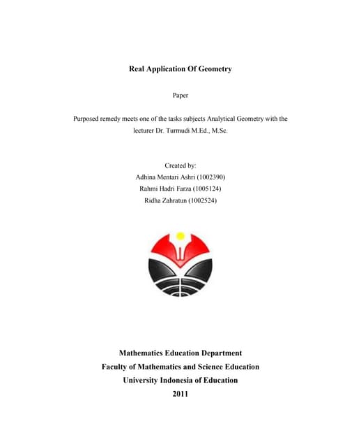 Application of analytical geometry