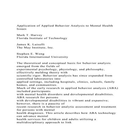 Application of Applied Behavior Analysis to Mental Health Issu.docx