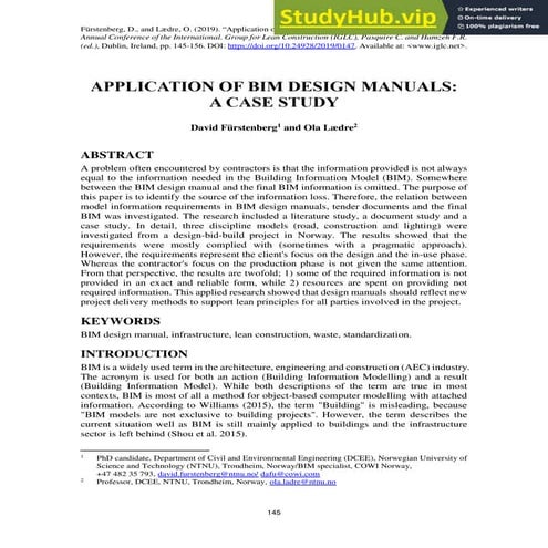 Application Of BIM Design Manuals  A Case Study