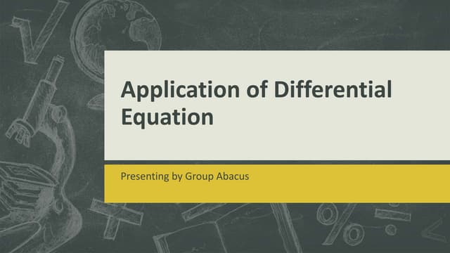 Application Of Differential Equation Pptx Application Of Differential Equation Pptx