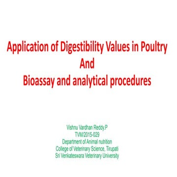 Application of digestibility values in poultry