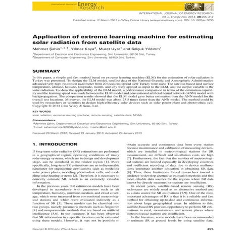 Application of extreme learning machine for estimating solar radiation from s...