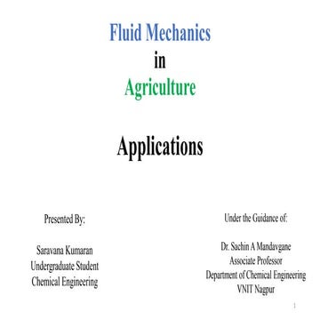 Application of Fluid Mechanics in Agriculture