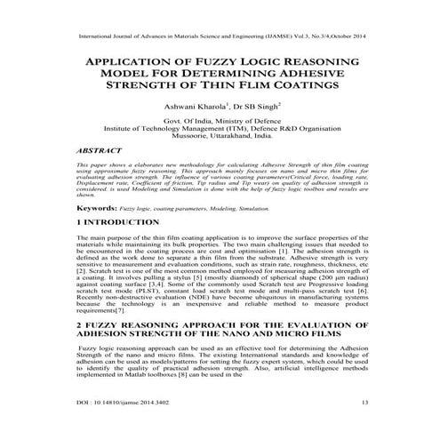Application of fuzzy logic reasoning model for determining adhesive ...
