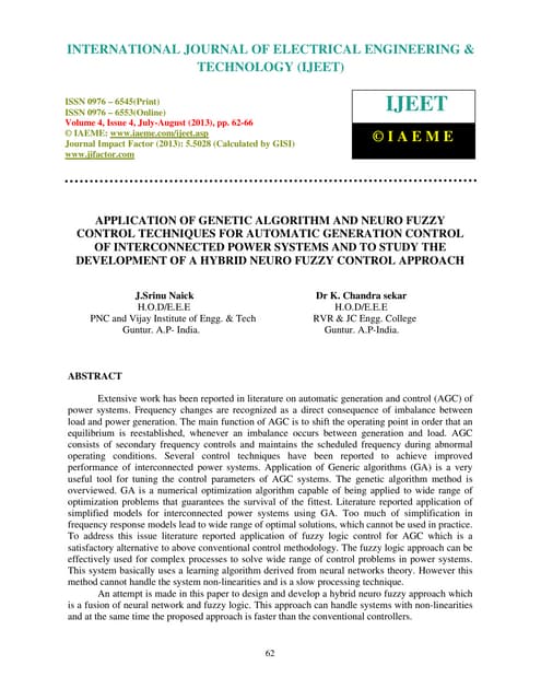 Application of genetic algorithm and neuro fuzzy control techniques for auto