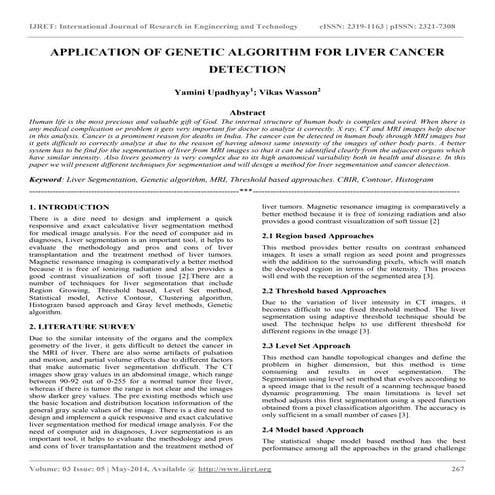 Application of genetic algorithm for liver cancer detection