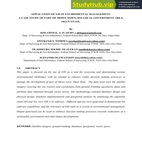 APPLICATION OF GIS IN ENVIRONMENTAL MANAGEMENT | PDF