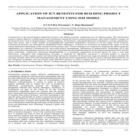 Application of ict benefits for building project management using ism model