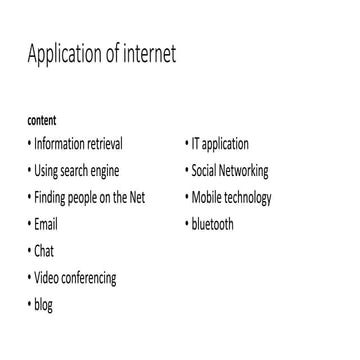 Application of internet