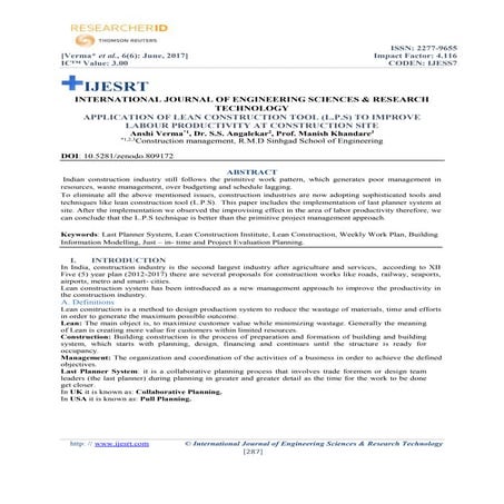 STUDY AND IMPLEMENTATION OF LAST PLANNER SYSTEM (LPS) IN CONSTRUCTION ...