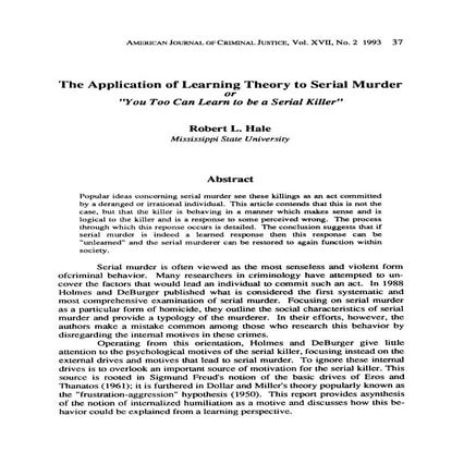 Application of learning theory to serial murder