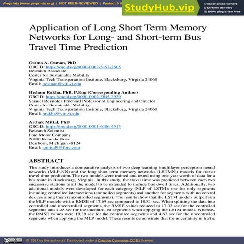 Application Of Long Short Term Memory Networks For Long- And Short-Term Bus T...