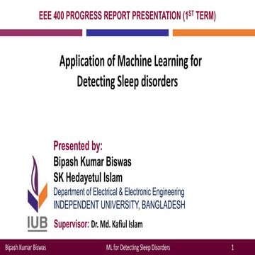 EEE400 1st Trimester Progress Presentation on Sleep Disorder Classification