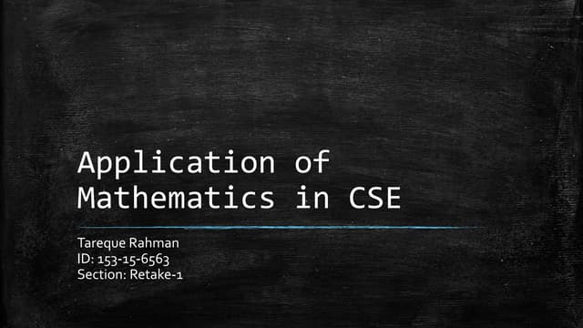 Application of mathematics in CSE