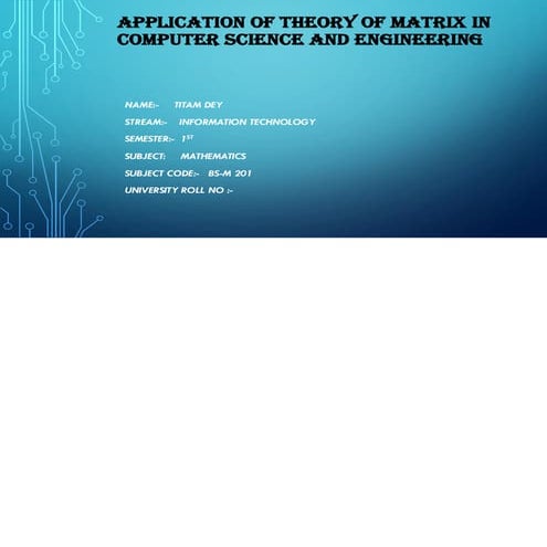 application of matrix in computer science