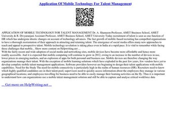 Application Of Mobile Technology For Talent Management