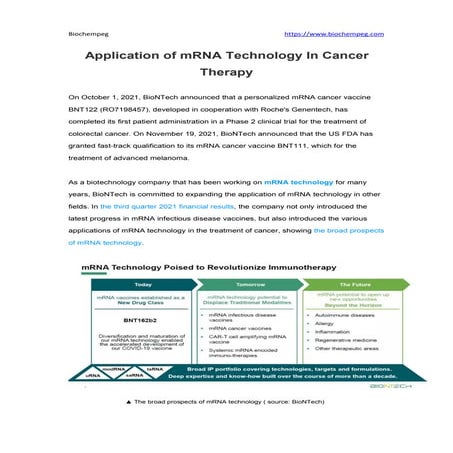 Application of m rna technology in cancer therapy | PDF
