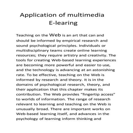 Application of multimedia