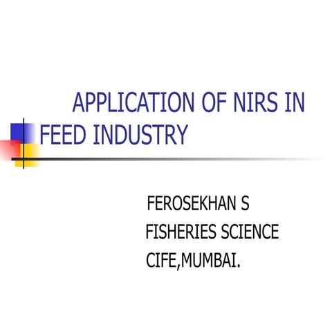 Application Of Nirs In Feed Industry