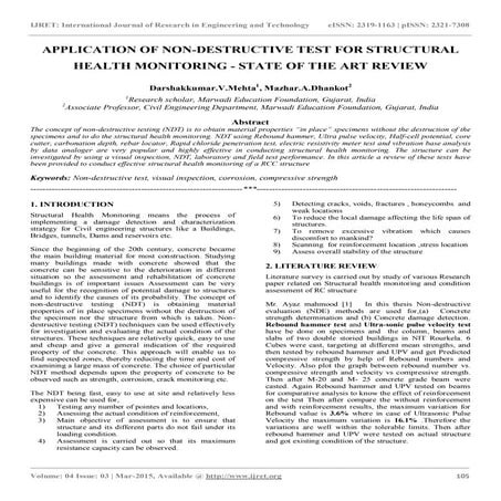 Application of non destructive test for structural health monitoring - state ...