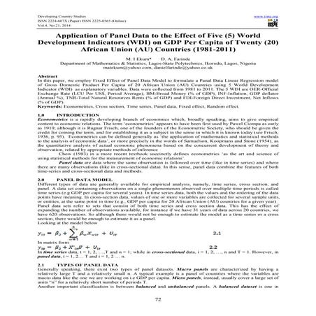 Application of panel data to the effect of five (5) world development indicat...