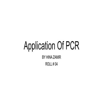 Application of pcr