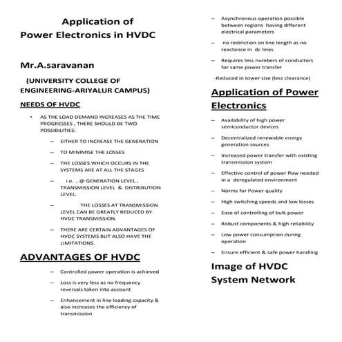 Application of power electronics in hvdc   copy
