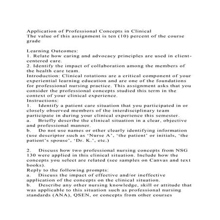 Application of Professional Concepts in ClinicalThe value of thi.docx