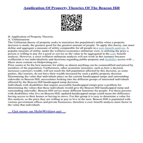 Application Of Property Theories Of The Beacon Hill